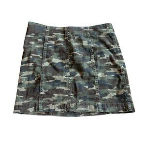 Free People Camo Print Mini Skirt Casual Streetwear Fall Cotton Size 8 Women's